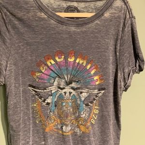 Grey-wash Aerosmith Graphic Tee